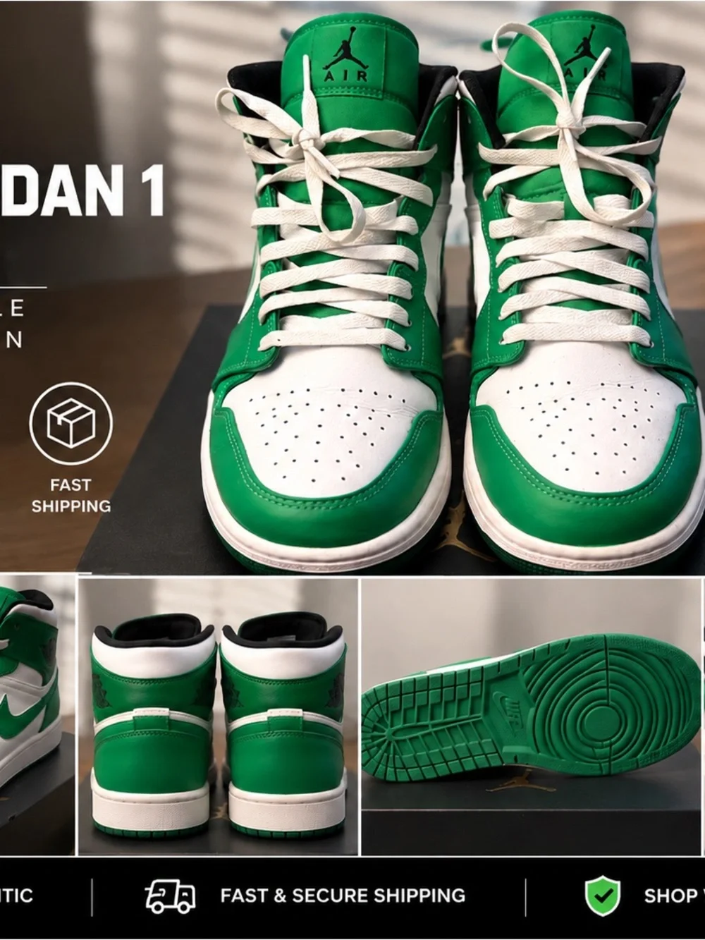 Jordan Men's High-Top Sneakers in Green and White